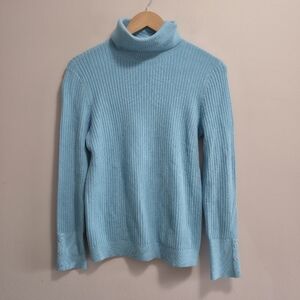 Talbots NWOT Ribbed Turquoise Turtleneck Sweater Size Medium